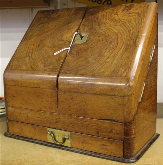 Victorian walnut stationery box